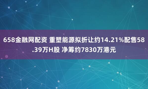 658金融网配资 重塑能源拟折让约14.21%配售58.39万H股 净筹约7830万港元